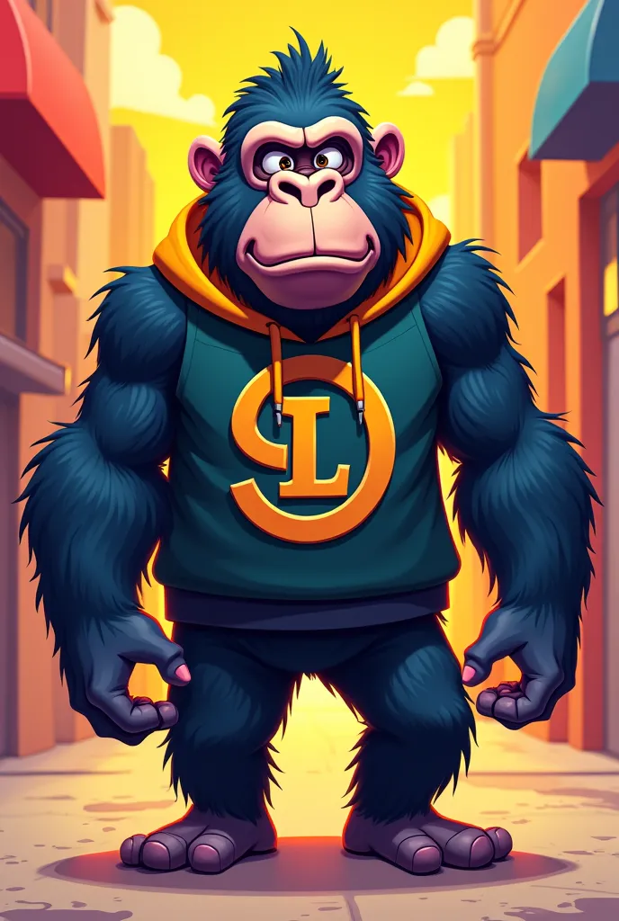 Clothing brand logo with the initials S and L. Let an animated gorilla be wearing clothes 