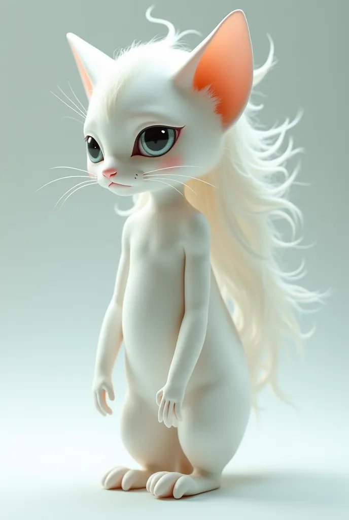 Make a humanoid white female cat 