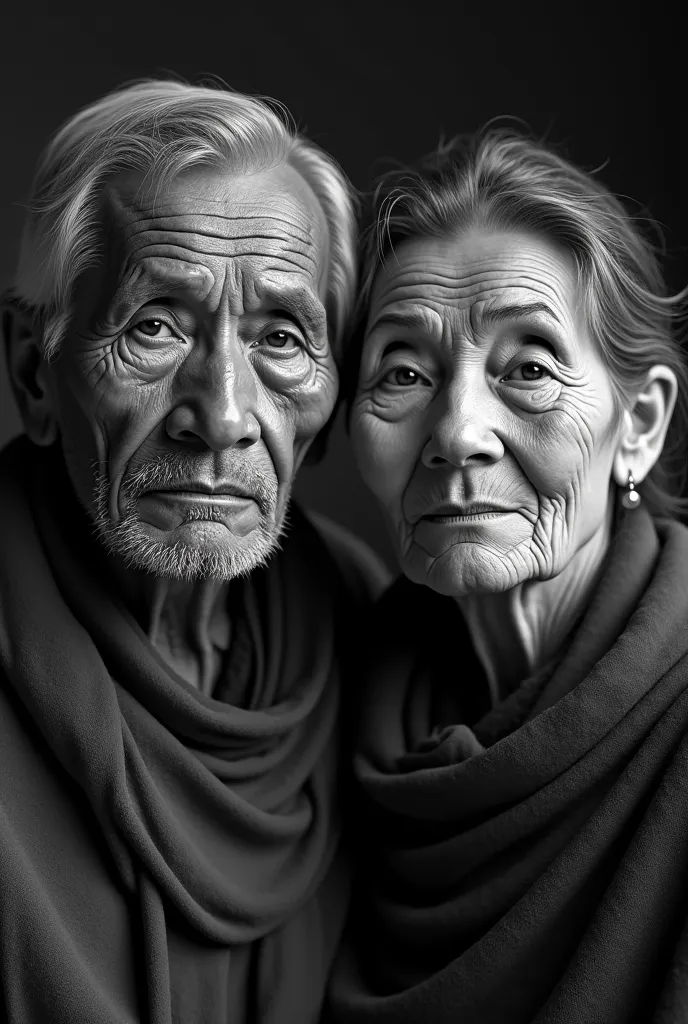 Indigenous great-grandparents in black and white