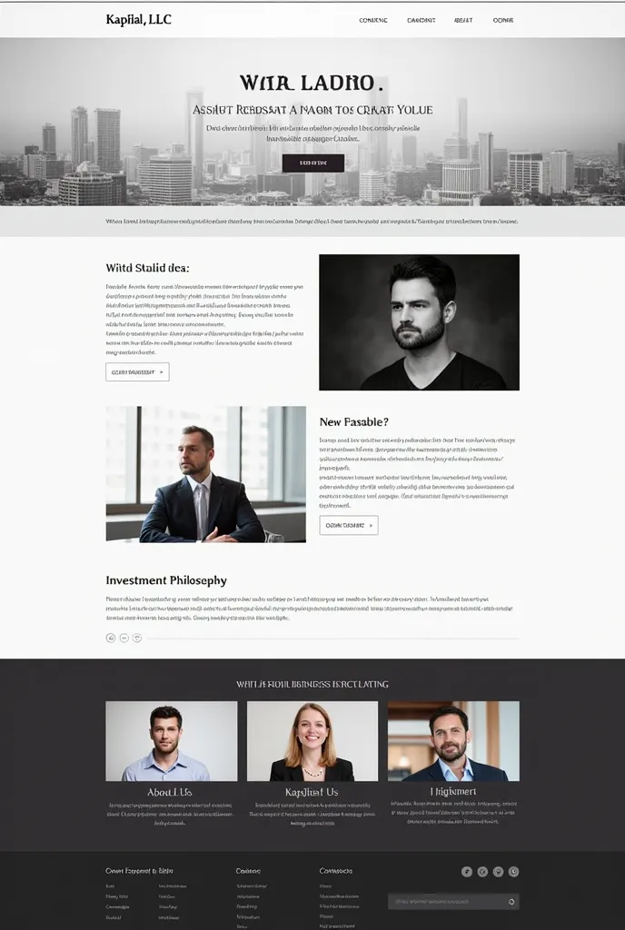 I'm in need of a small, simple, but classic and elegant informational business website for my asset management firm. Must be mobile friendly. The primary goal of this site is to inform new clients and people looking us up. The name of the company is Kapita...