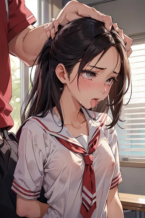 ((     Top Masterpiece)), A girl with a mature figure,((( a high school girl doesn't have a penis ))),((8k,   perfect anatomy ))(((Picture of a high school girl licking one man's penis ,Picture of a man grabbing a high school girl's head , inserting his pe...