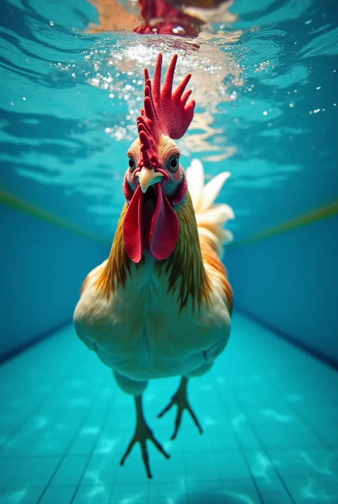 A boys cock inside a swimming pool, view from underwater, 