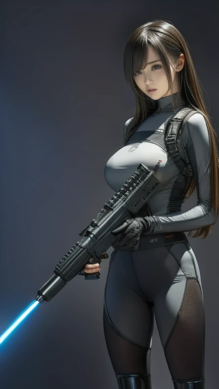 best quality、Amazing Details、 super high resolution 、（realism：1.4）、（（close：0.75））、 for 1 woman is extremely condensed、beautiful and delicate face、perfect ratio、 Narrow Down the Target Group 、big breasts）、brown hair、（Silver Technology Suit）、（Cyborg Vs...  p...