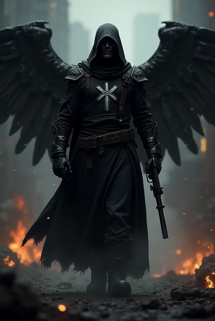 Character name:DEATH B4 DAWN

Aperance: angel of death wearing all black with the Character Name on its chest

Guns and weapons: in the hand of the Character put a m4 or scar tipe weapon 

Background:A warzone with a dark Aperance with gunfire all around.p...