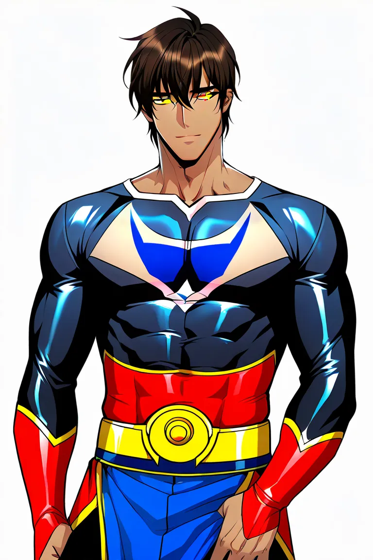 cool latex superhero boy, ager, tall, beautiful skin, is a superhero and has a beautiful body, hero costume, attractive and calm young man, slim and muscular, my skin is tanned, ,femboy, thin waist, cute guy, sexy guy,ookurikara, 1boy, tattoo, yellow eyes,...