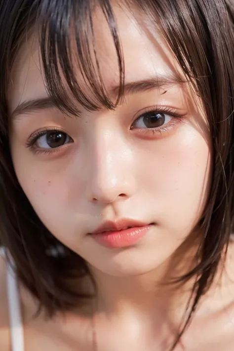 nsfw, nude, ((a skinny naked girl, short hair, close eyes, kiss face)), beautiful detailed lips, beautiful detailed eyes,ultra-detailed,highres,professional, soft lighting,(ultra realistic japanese girl),looking at viewer,(ultra realistic detailed hair),(m...