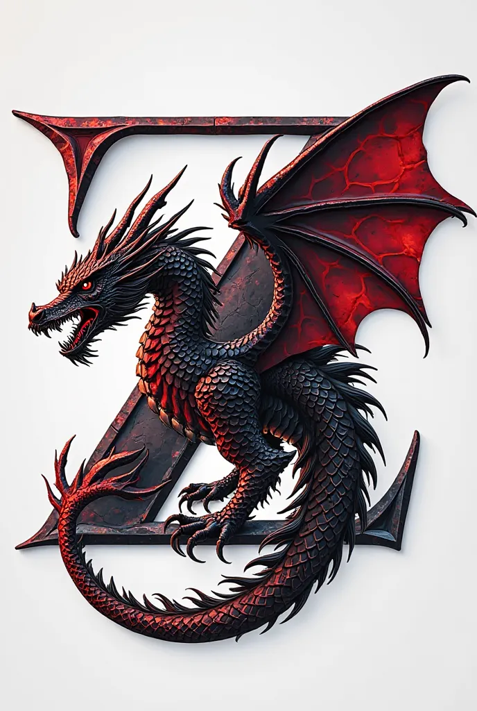 a design a promo logo that looks epic, The letters say: ZEPHYRION and the animal is a dragon, Let it be with red reflections,blacks and whites, and that the dragon is passing between the letters 