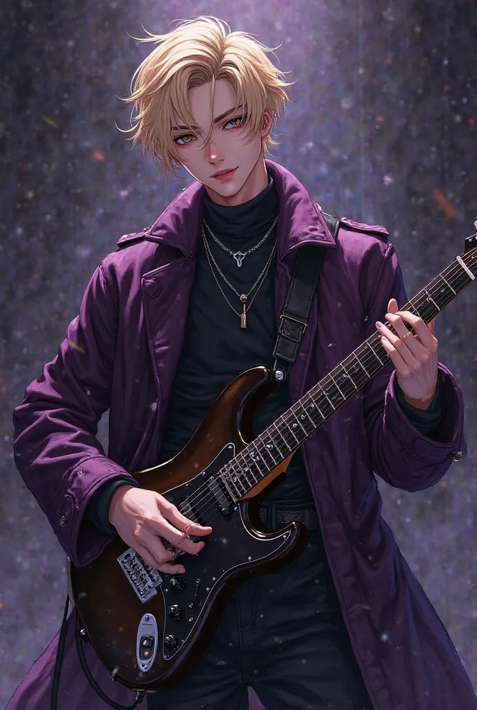 A dominant omega of 1.79 m tall, with blond hair dyed with a black wick, stylized in Korean style. His features are delicate and fine, with foxy eyes that give him an intense and sharp look. His skin is of porcelain and his eyes are a mix of gray and brown...