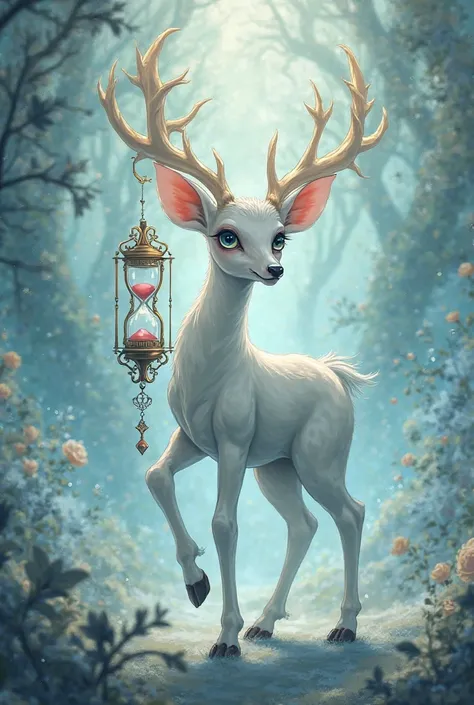 Anime Deer Holding Hourglass