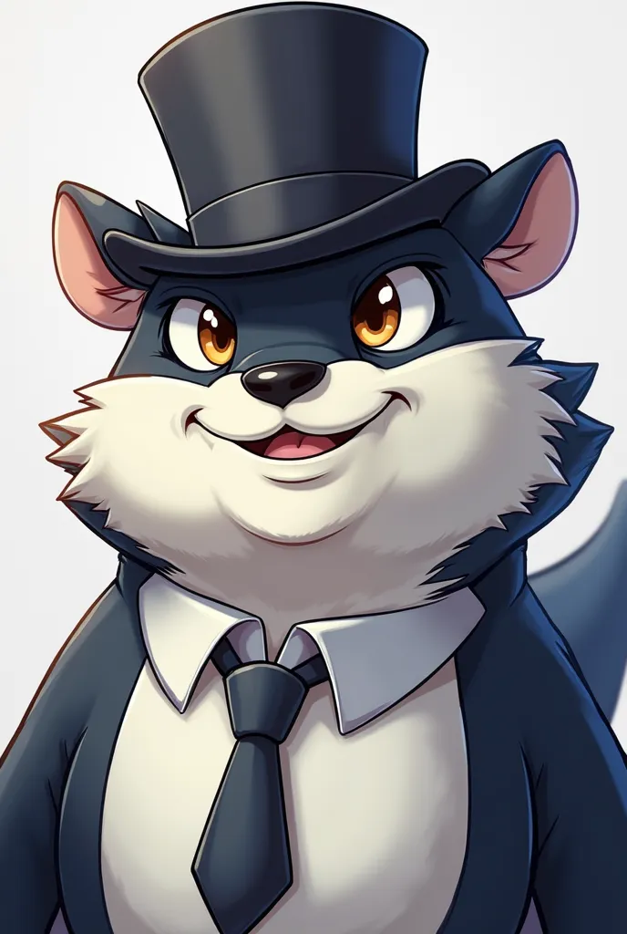 a close up of a cartoon character with a top hat and a tie, pov furry art, furry character, furry chest, furry art!!!, professional furry drawing, thick furry neck and chest fluff, furry fursona, commission for high res, fluffy chest, furry body, sfw versi...