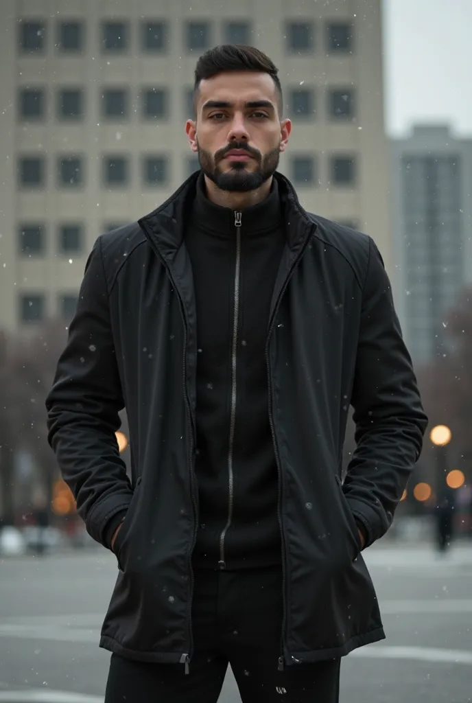 arafed man in a black jacket standing in front of a building, a picture by Alejandro Obregón, reddit, letters, agree with you, Khyzyl Saleem,  aykut aydogdu , ash thorp Khyzyl Saleem, Riyahd Cassiem, sayem reza,  aykut aydogdu  zener