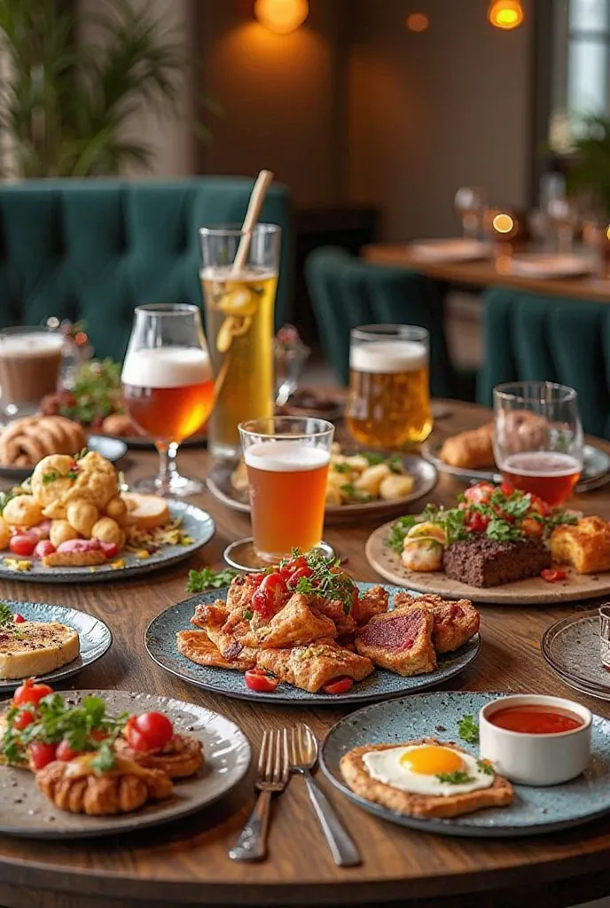 Combine (Breakfast, dinner, pastries, coffee, beer, wine, cocktails) in one table