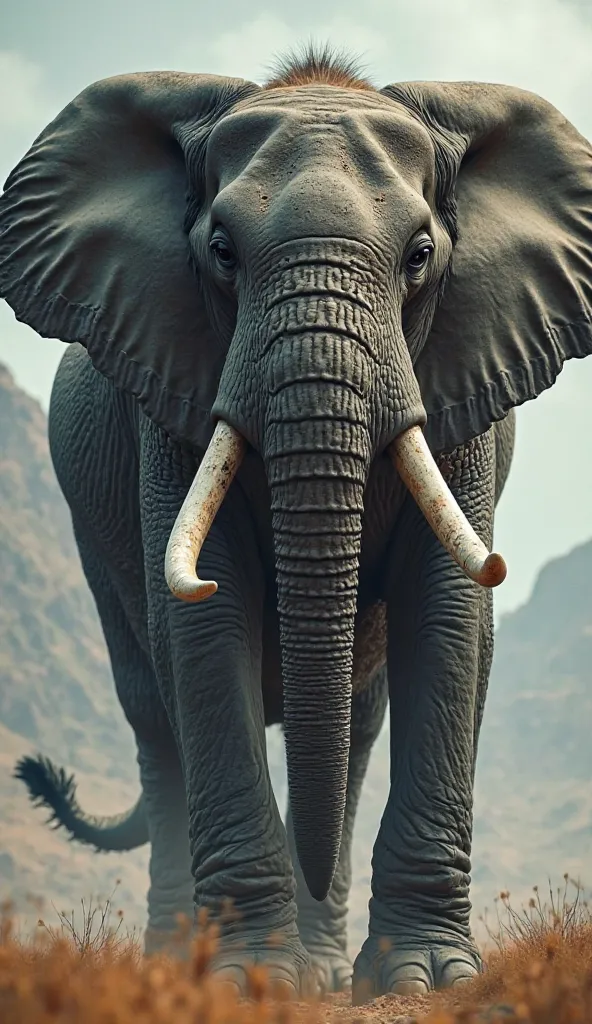 Imagine a huge animal that looks like an elephant in size, but has brutal and unique features. . His body is huge and muscular, covered by thick and strong skin similar to elephant skin, with hard structures that stand out on his limbs, which adds To its h...