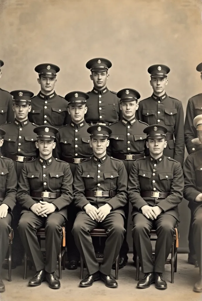 arafed photo of a band of men in uniforms posing for a picture, a colorized photo by Odhise Paskali, cg society, funk art, historical photograph, wearing presidential band, historical image, band, 1 9 4 0 picture, historical picture, unknown location, hist...