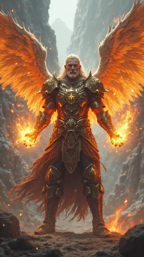   The warrior grows wings and fire