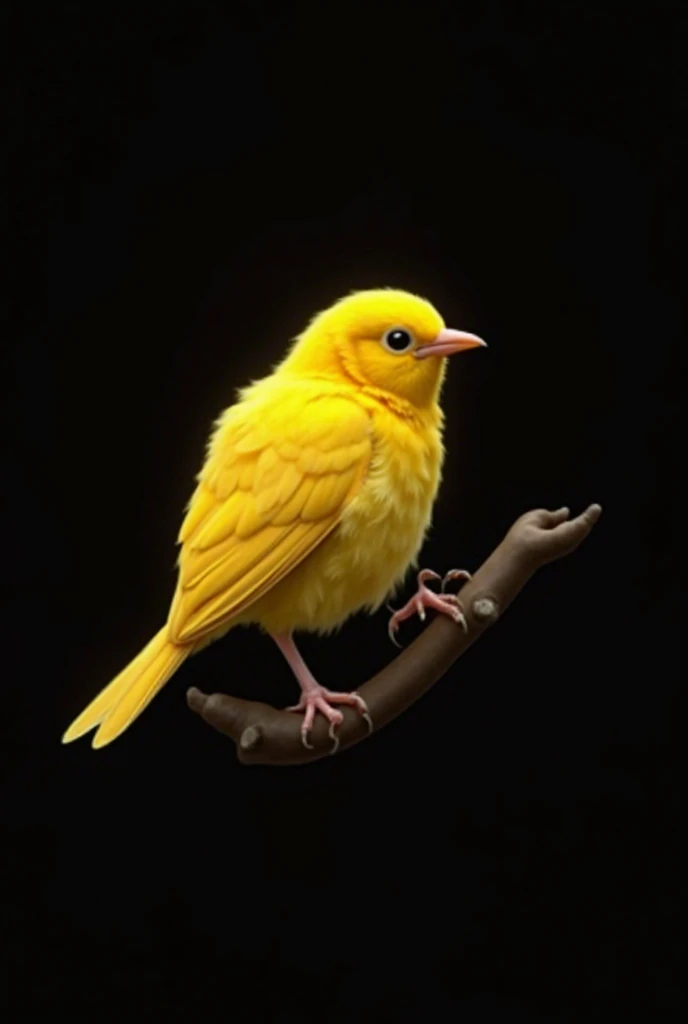 2D yellow canary image with black background,  professional image 