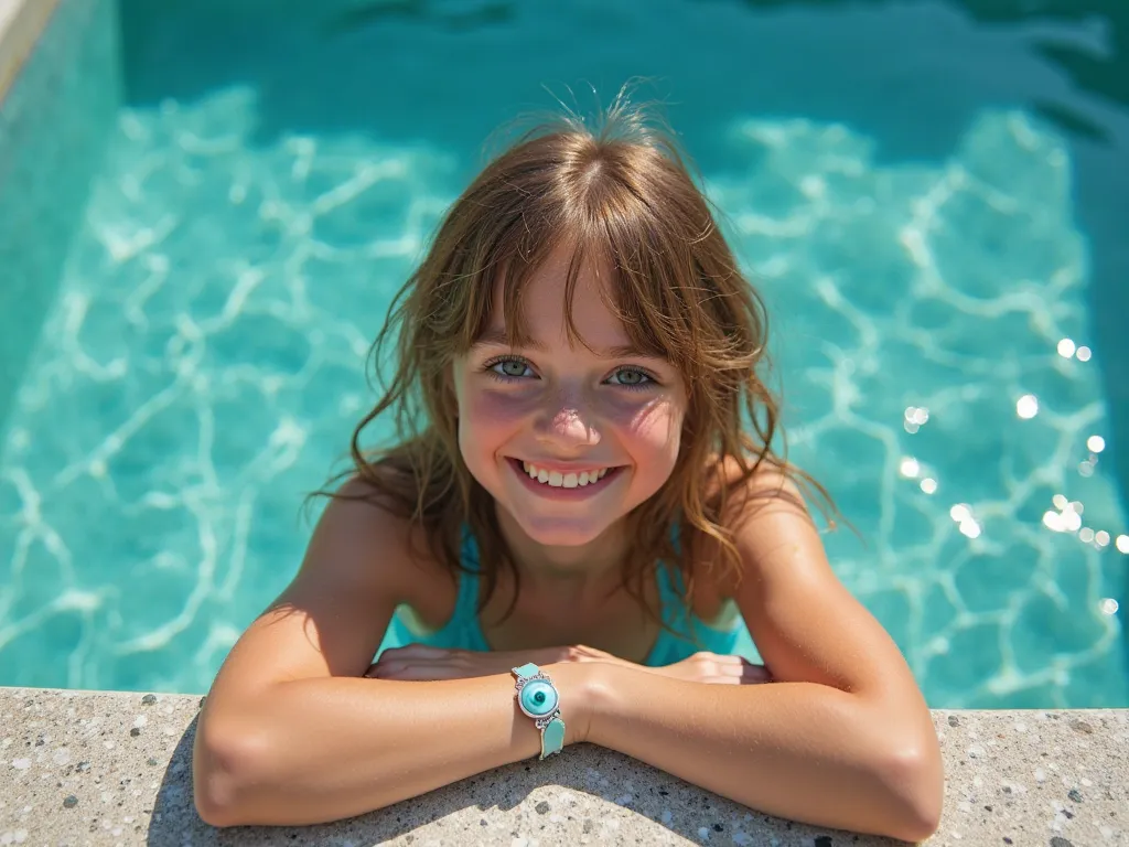 half-turn, very pale skin, light spread over the skin, wet hair, top view, diagonal,
The light falls on the face from the front,hands folded on the edge of the pool,eye accent,
Ellen Page, long hair and bangs, ,A young girl, approximately , with light skin...