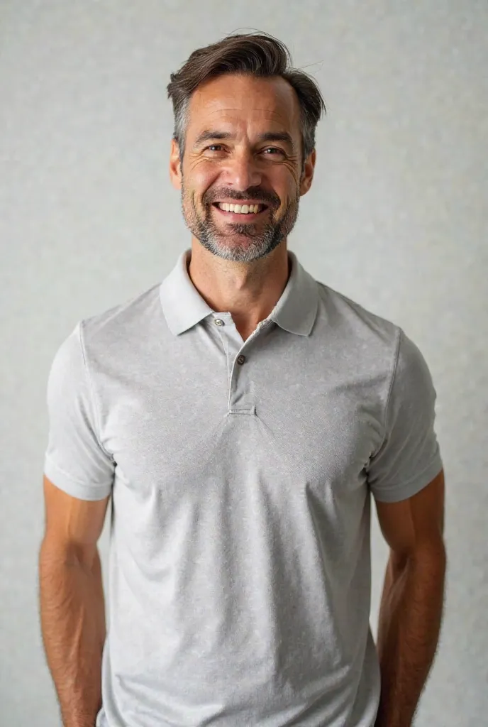 a man wearing a polo shirt and front view