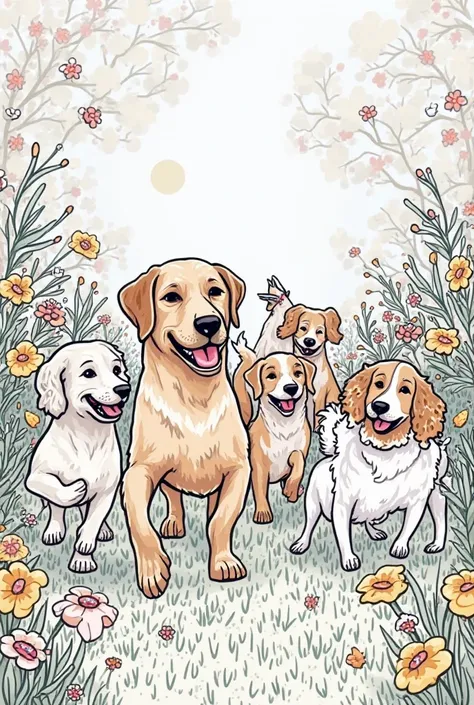 Create a coloring picture of dogs