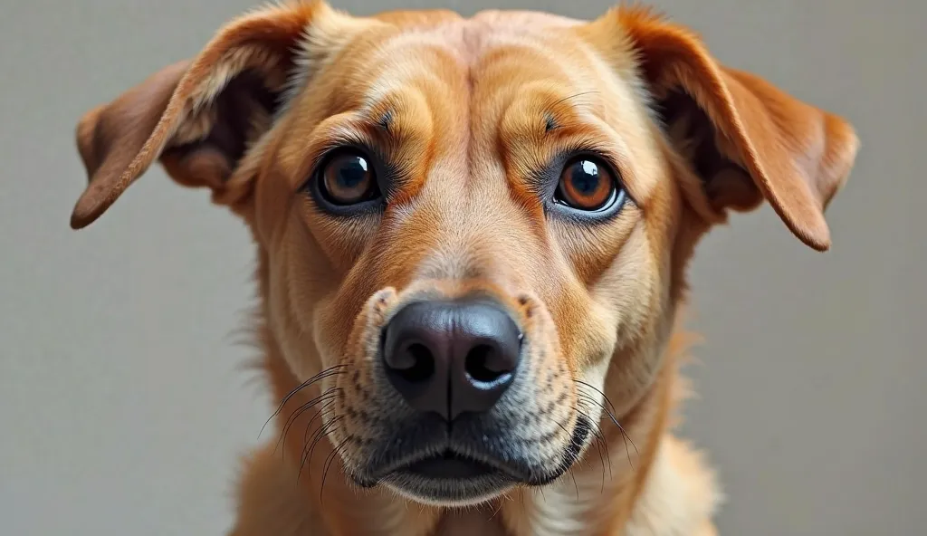 "A realistic close up of a dog's face with an embroidered texture effect.  The background must be neutral or transparent , thread embroidery to highlight only the animals. The texture of the embroidery must appear detailed and of high quality, simulating a...