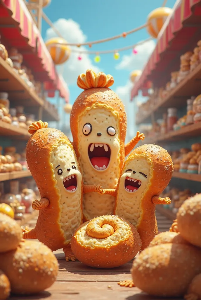 An image for sale of stuffed breads but animated type