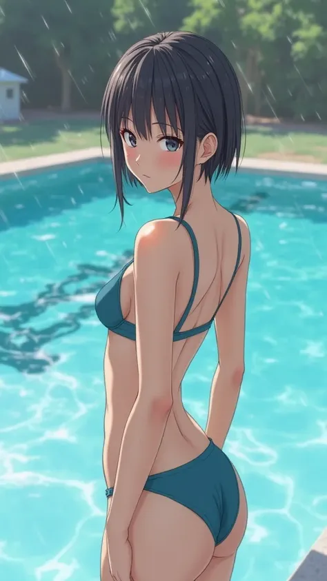 female elementary school student、swimming、tiny school bikini、school pool、With 3 people、wet hair、Japanese、white skin、real、low rise、short cut hairstyle、Bikini that&#39;s wedged in、Short Bikinis 、Preparatory exercises by the pool、stretch to pinch penis、high i...