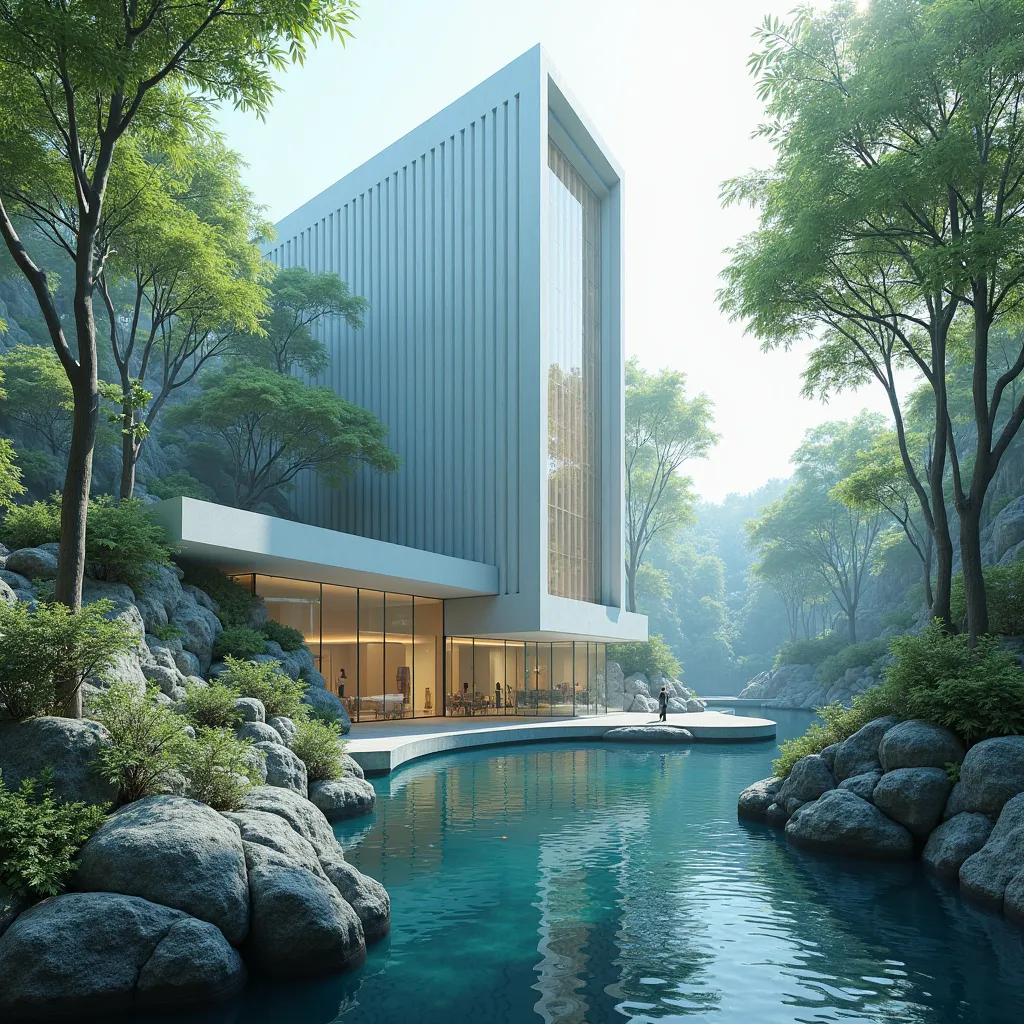 Beautiful aquarium exterior building and aquatic tree species , Minimal Theme, 