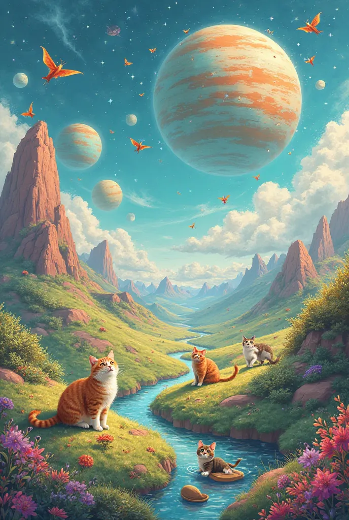 Cat planet illustration 