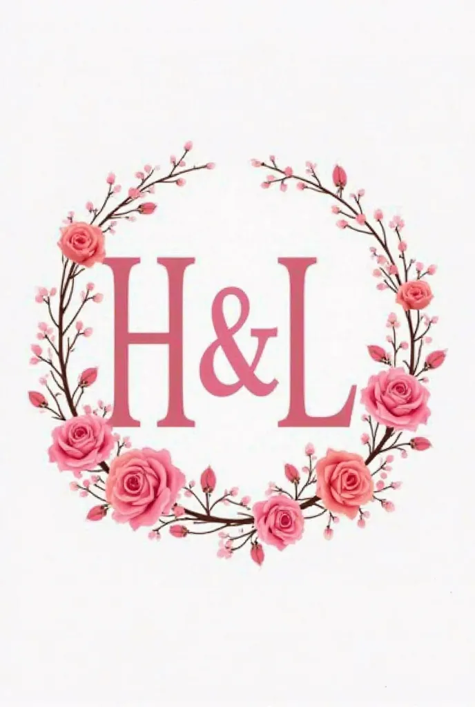 MAKE A UNIVERSITY LOGO "H&L UNIVERSITY" and with pink elements, flower branches, roses, etc.