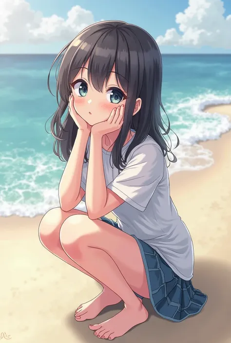 anime - style image of a woman sitting on the ground with her legs crossed, an anime drawing by Shitao, trending on pixiv, auto-destructive art, the anime girl is crouching, anime visual of a cute girl, young anime girl, high quality anime artstyle, smooth...