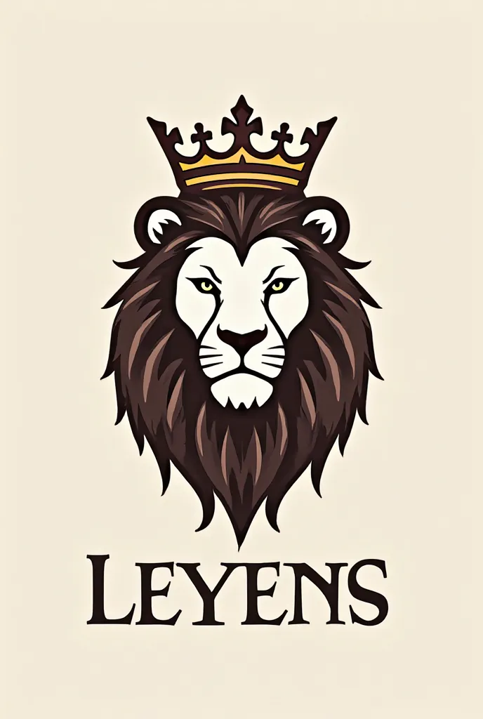 Create a logo for a clan that wears a lion with a crown and under the initials JL and below Leyens 