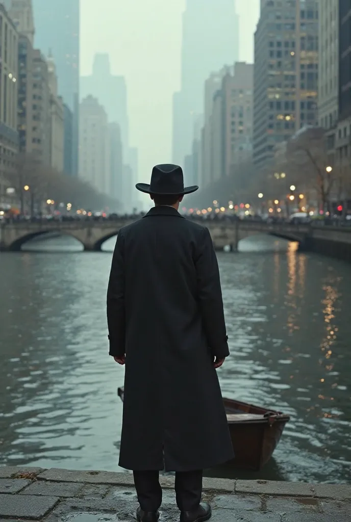 A sad boy stands near to bank of river in new york america, he's just feel guilty to loose his wealth in business and think to fall into river. When he tried to jump he saw a men who is in black suite and long coat with black hat and and black show with a ...