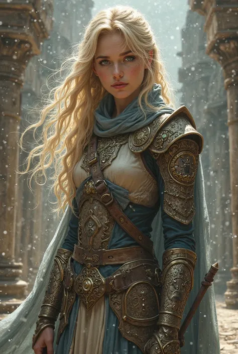 A half-blooded ager, Half human half God, Daughter of the goddess Athena of Wisdom,  blond and grey-eyed warrior and strategist, following the description of Percy Jackson's books 