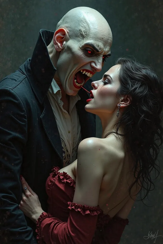 Vampire qui mange le cou d'une femme