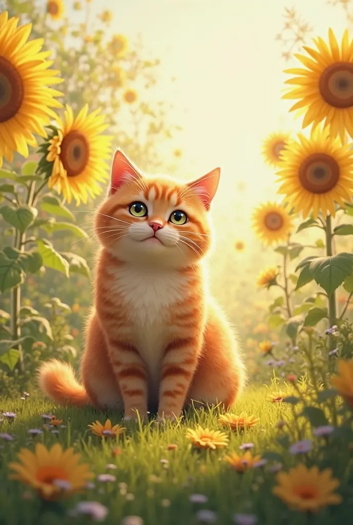 Good morning, cat , sunflower