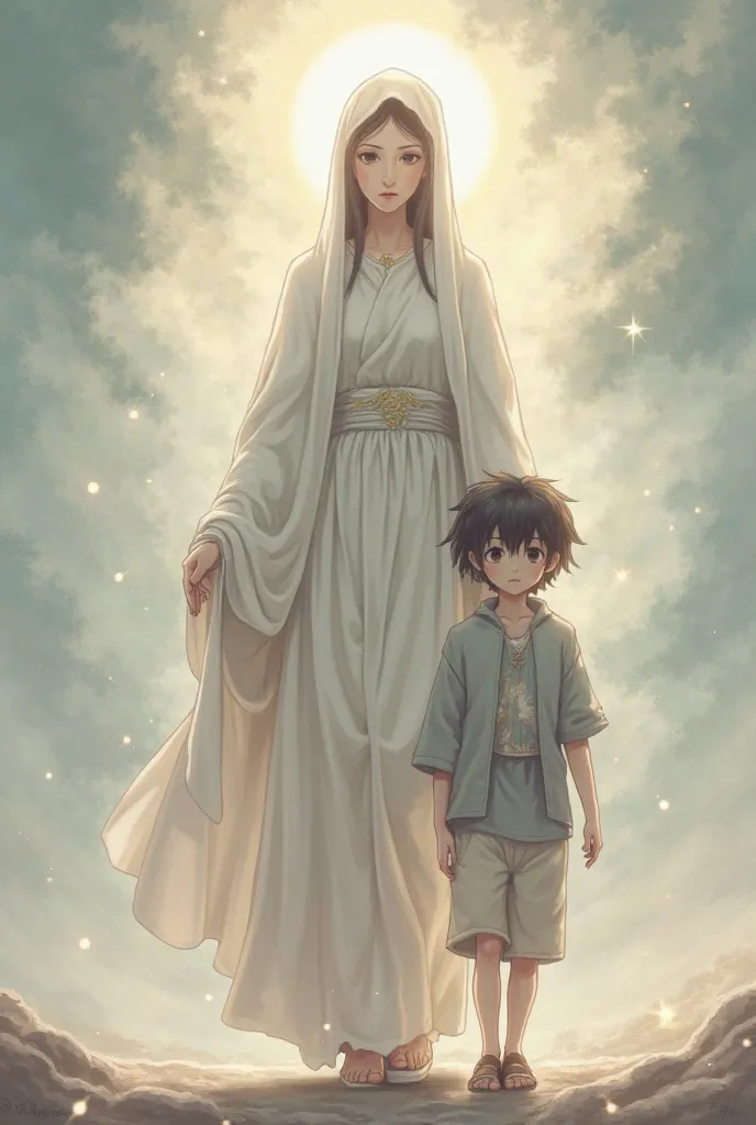 Virgin Mary walks with ren