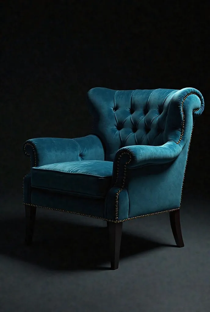 a close up of a blue couch and a chair on a black background, concept art by Bouchta El Hayani, pixabay, baroque, sofa, 1614572159, velvet couch, large couch, furniture photography, luxury furniture, couch, dark teal couch, fantasy!!!, lounging on expensiv...