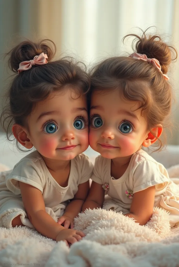 No, twins,At the age of two, let a girl and a boy have blue eyes with brown skin, both