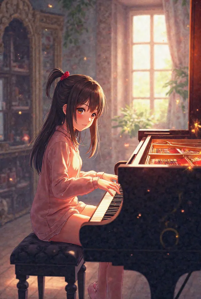 Playing an anime piano keyboard