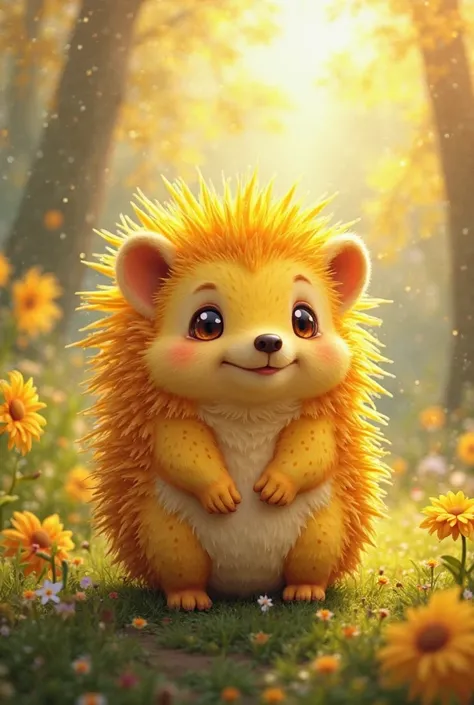 Create a sun-colored hedgehog with yellow spots