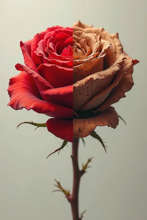 You can make a red rose so that the right half of the rose is dry and that part looks brown 