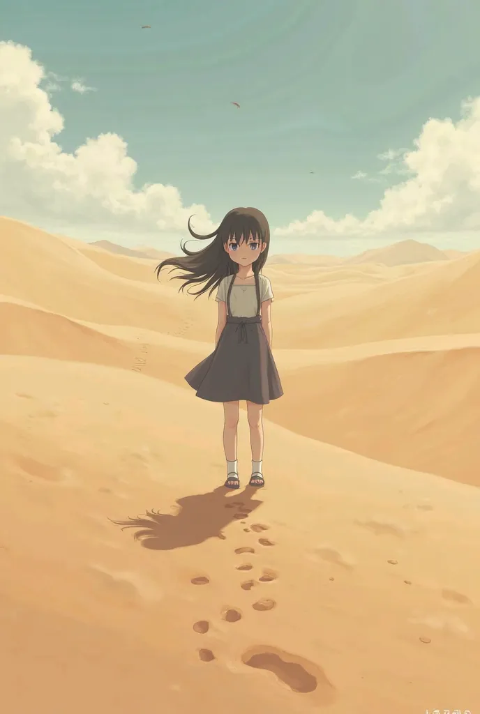 I want an image of Hinata from the anime Naruto sad in the desert 