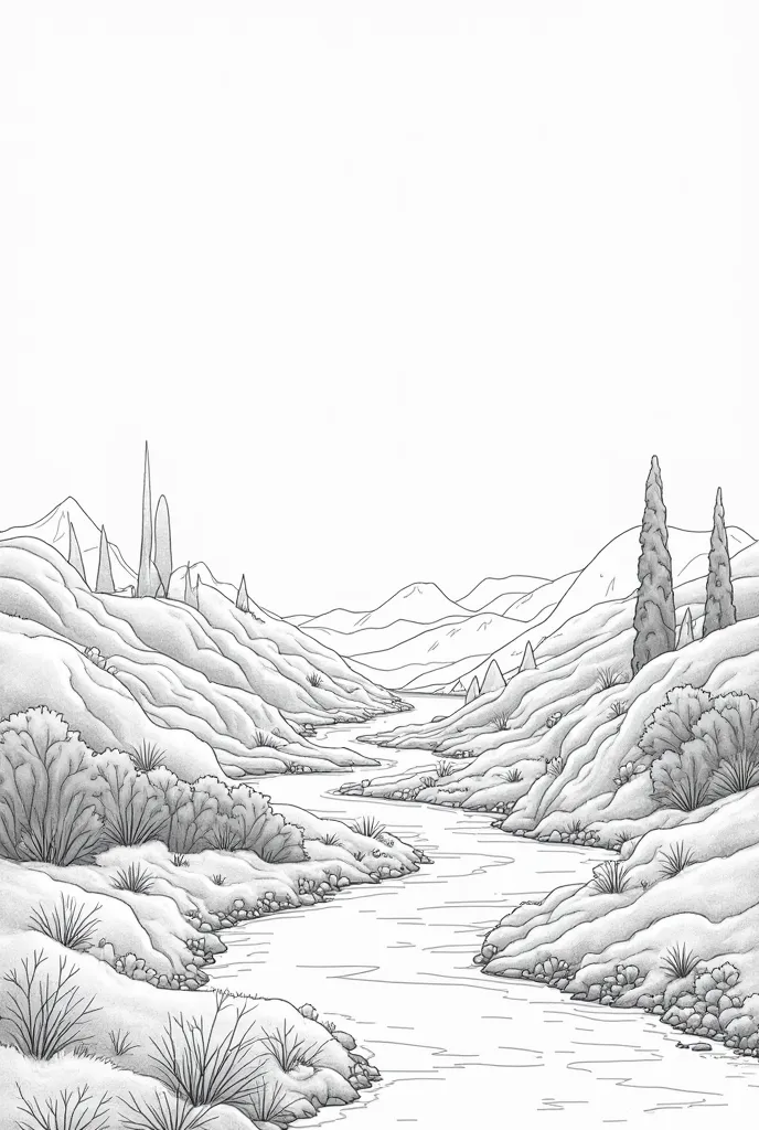 black and white landscape drawings to print and color