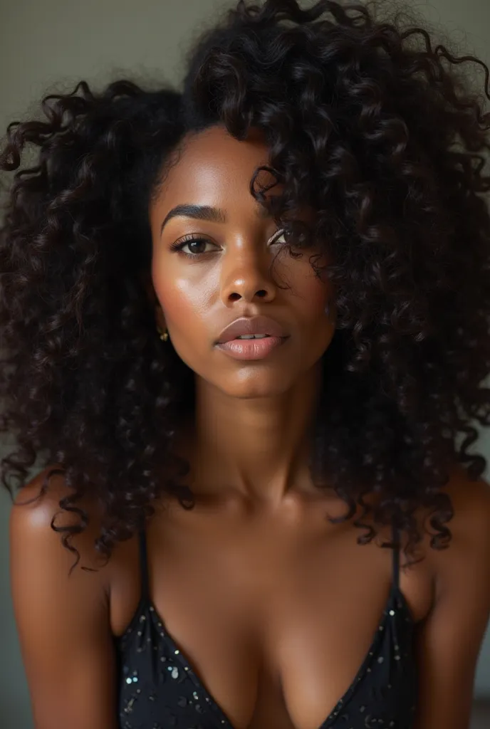 Mulatto woman with big curly hair