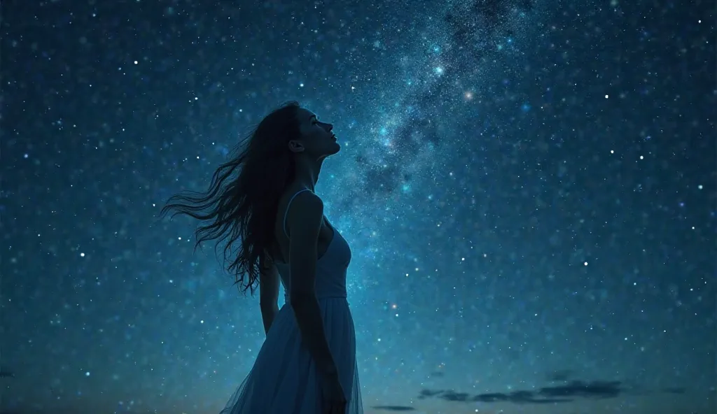 Woman with her back for the image ( Counting stars in your body