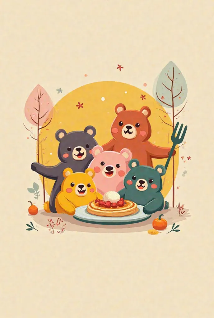 Create a logo that has many colors and says cute little bears, and take as a reference the pancakes in the shape of bears