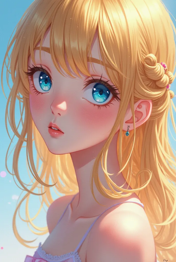 Blonde girl with blue eyes and fair skin (anime)