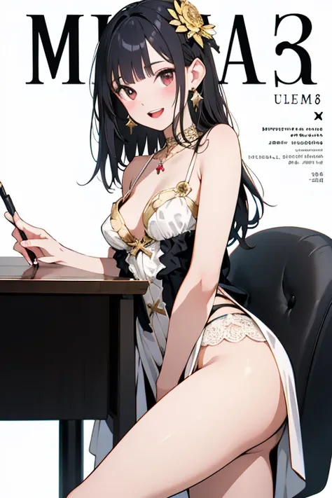 (small breasts:1.3), (perky chest:1.3), (pointed chest:1.2), (lolita fashion magazine cover:1.3),(from side:0.9),masterpiece, 1girl, Amazing Cleavage:1.2, thin waist, big ass, Raised sexy, small breast: 1.3, posed cleavage:1.2、(from below:1.2, best quality...