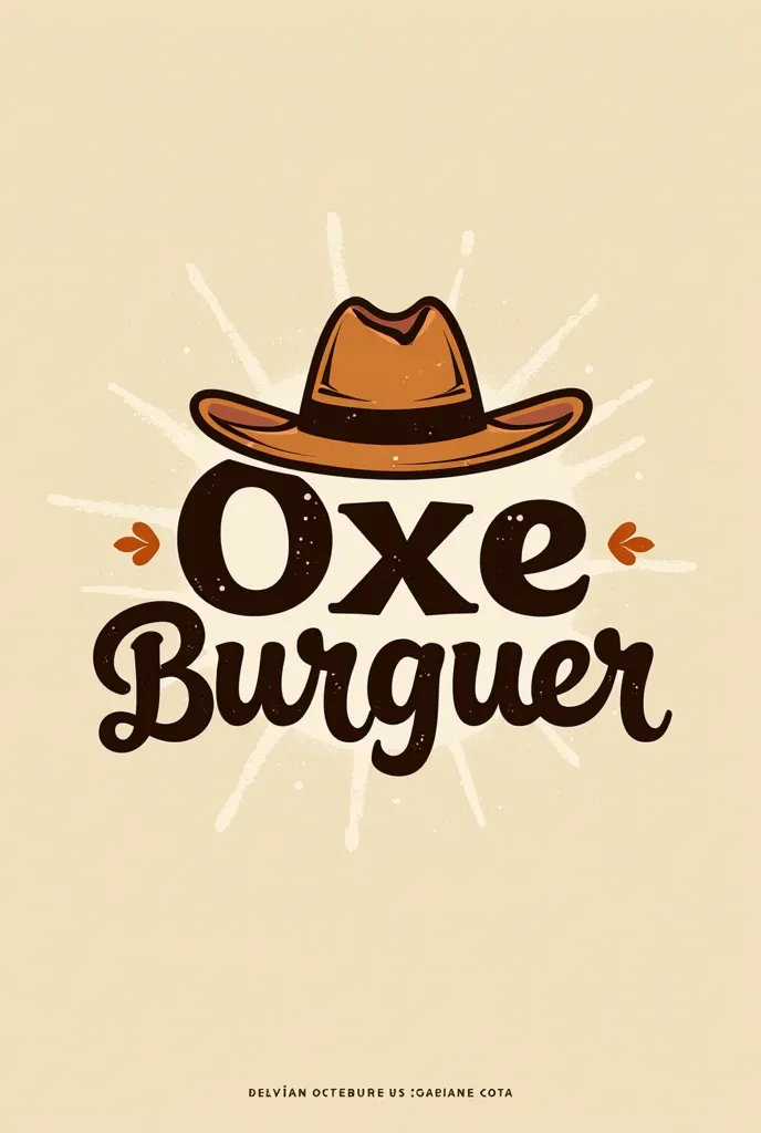 Create a logo for ‘Ôxe Burguer’ with an authentic Northeastern Brazilian style. The name should be written in a design inspired by the aesthetics of cordel literature, featuring rustic strokes and woodcut-style elements. The circumflex accent in ‘Ôxe’ shou...