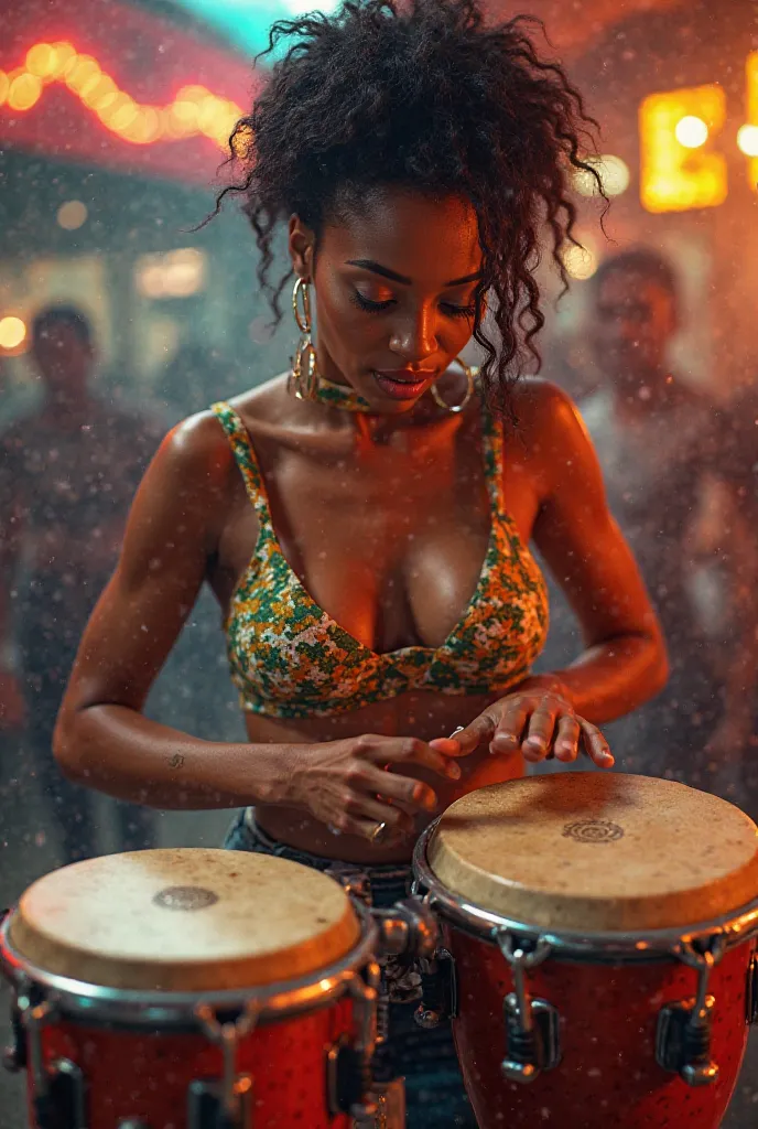 Woman with bongos 